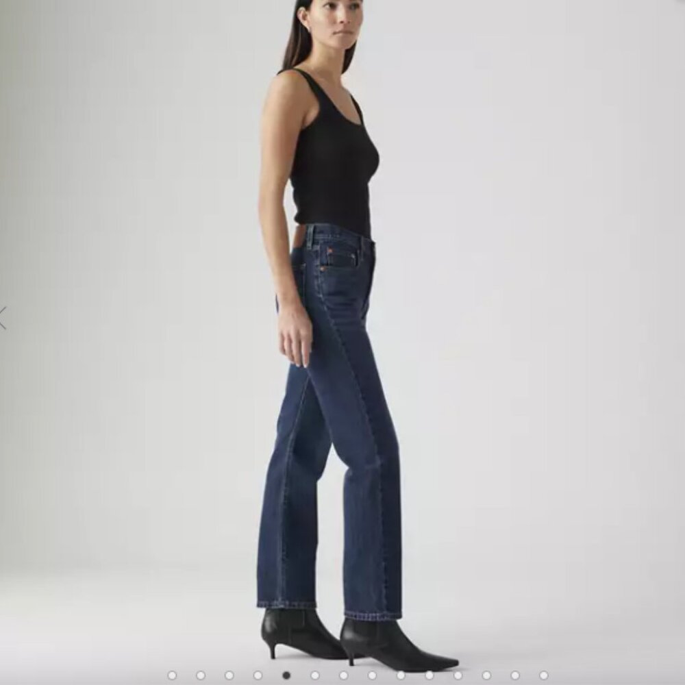 Levi's Women's 501 Original Mid Rise Straight Leg Jeans Dark Blue size 27x28 - Picture 3 of 13